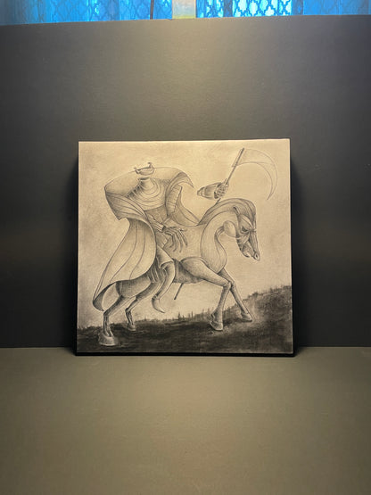 The Horseman - Mixed Media Drawing on Board