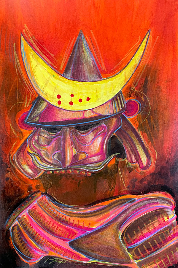 Samurai - Mixed Media Painting on Paper