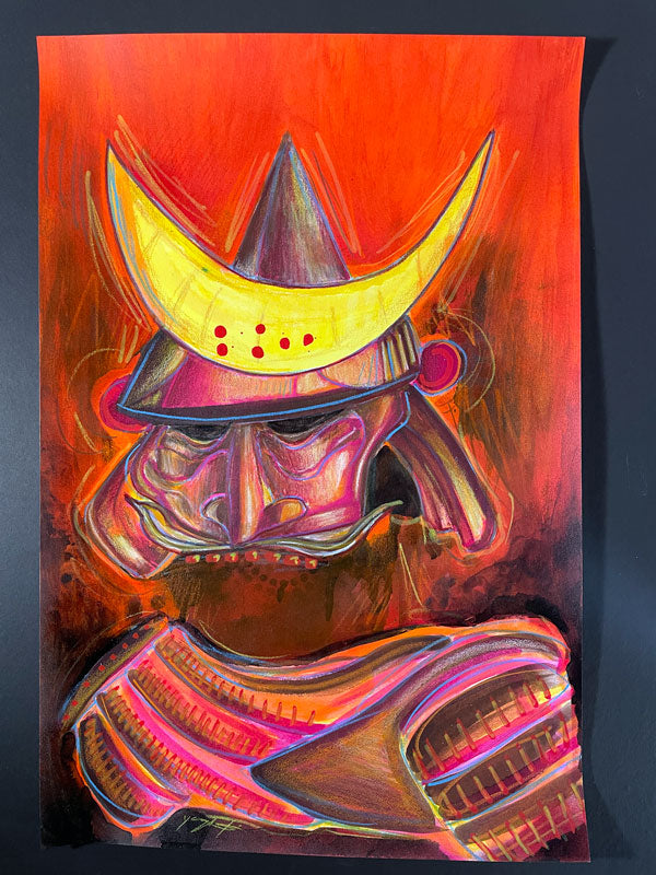 Samurai - Mixed Media Painting on Paper