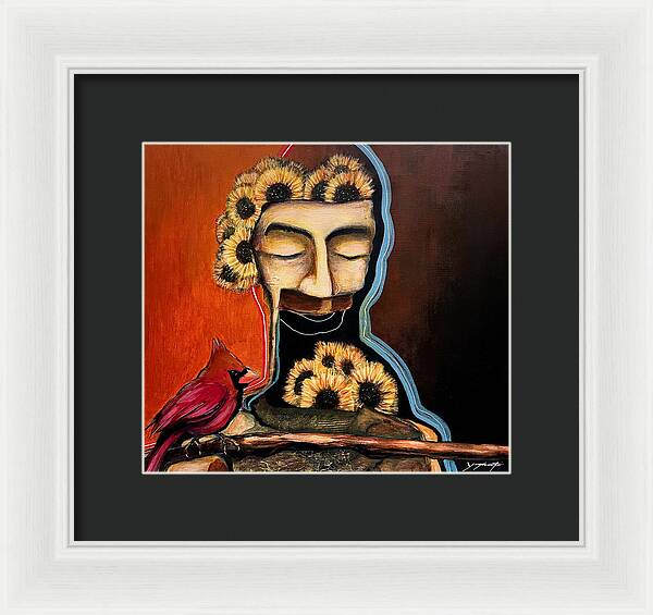 Death Mask with Cardinal - Framed Print