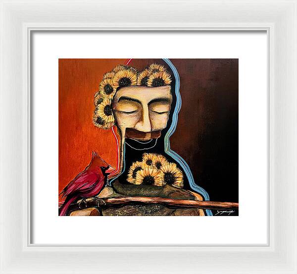 Death Mask with Cardinal - Framed Print