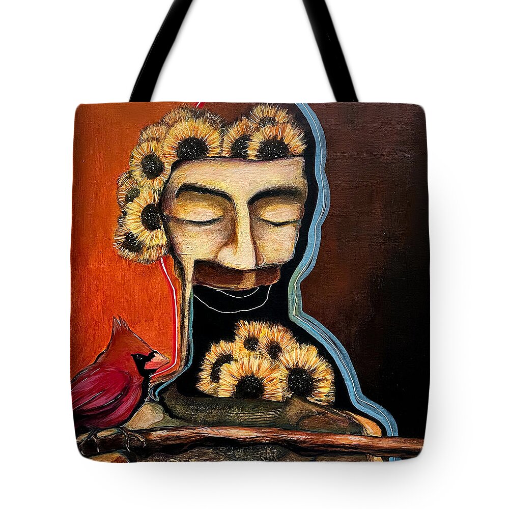 Death Mask with Cardinal - Tote Bag