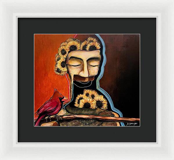 Death Mask with Cardinal - Framed Print