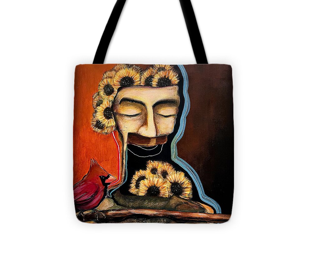 Death Mask with Cardinal - Tote Bag