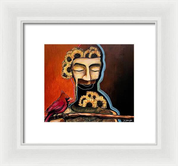 Death Mask with Cardinal - Framed Print