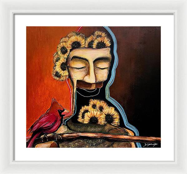 Death Mask with Cardinal - Framed Print