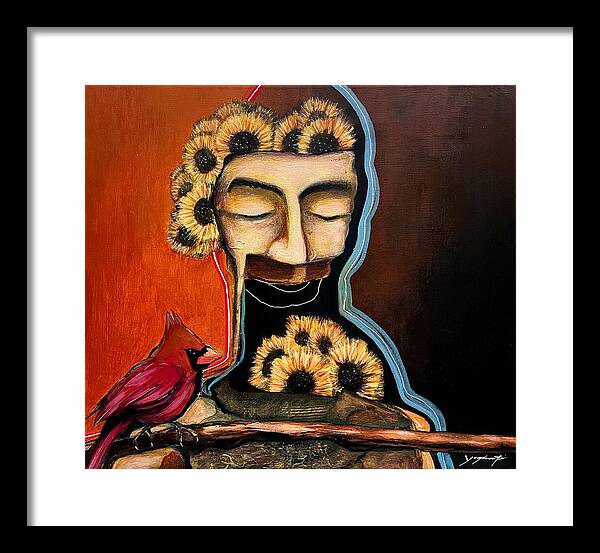 Death Mask with Cardinal - Framed Print