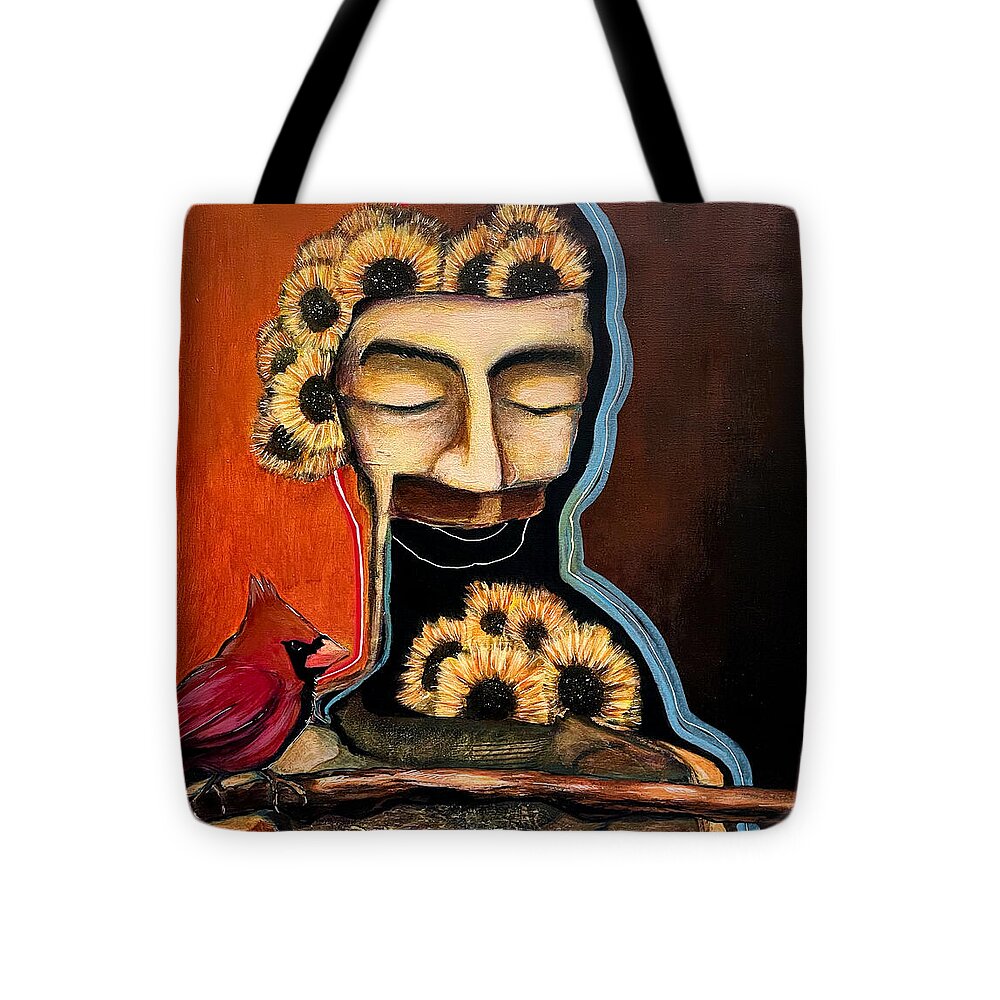 Death Mask with Cardinal - Tote Bag