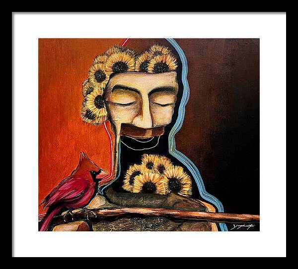 Death Mask with Cardinal - Framed Print