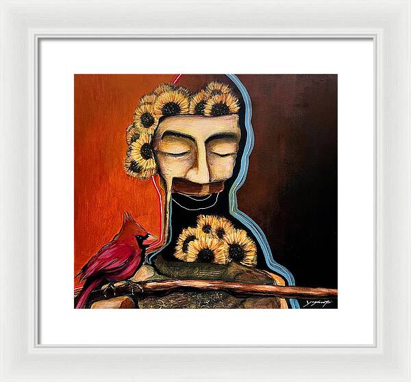 Death Mask with Cardinal - Framed Print