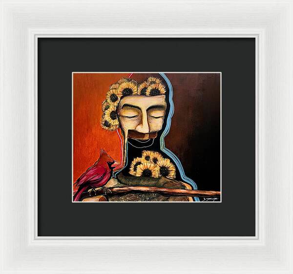 Death Mask with Cardinal - Framed Print