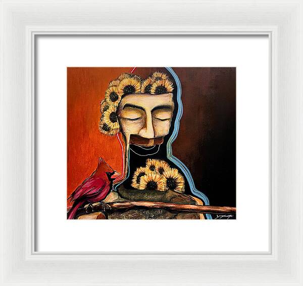 Death Mask with Cardinal - Framed Print