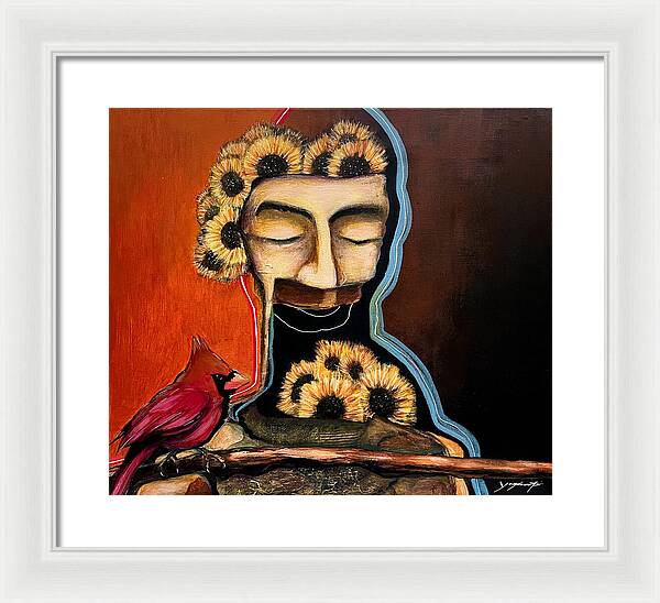 Death Mask with Cardinal - Framed Print