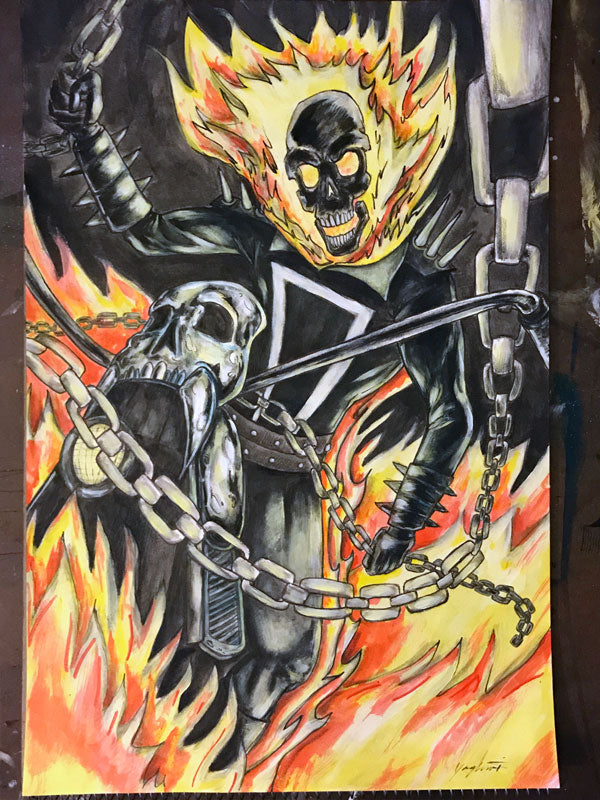 Marvel Comics "Ghost Rider" - Watercolor Marker and Ink on Paper